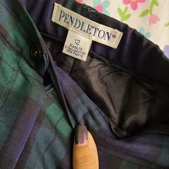Vintage Pendleton Plaid Wool Pants Size 12 Green and Blue - Picture 5 of 7